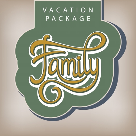 Calligraphic handwritten label Vacation package Family vintage styleのイラスト素材