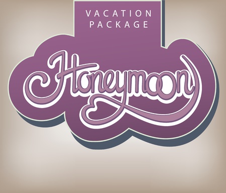 Calligraphic handwritten label Vacation package Honeymoon vintage styleのイラスト素材