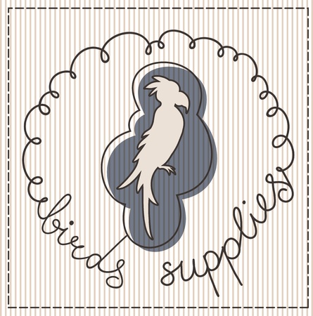 Birds supplies calligraphic handwritten labelのイラスト素材