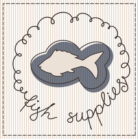 Fish supplies calligraphic handwritten labelのイラスト素材