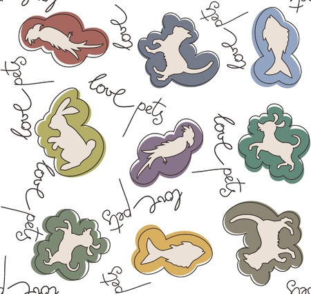 Pets handdrawing seamless patternのイラスト素材