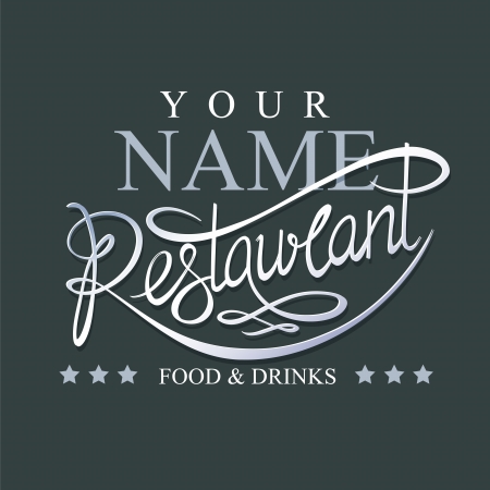 Calligraphic handwritten restaurant signboardのイラスト素材