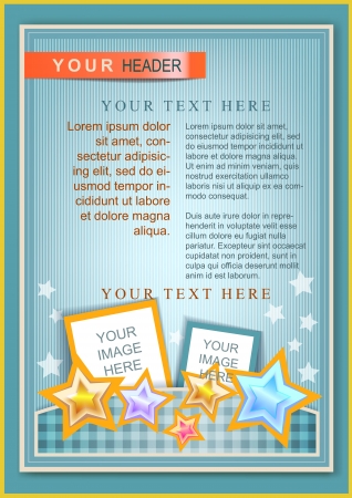 Cartoon flayer or cover template blue with bright starsのイラスト素材