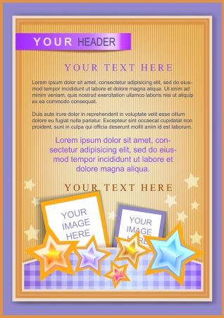Cartoon flayer or cover template yellow with bright starsのイラスト素材