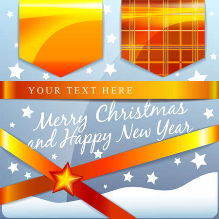 Christmas decoration set - background, ribbons, snowのイラスト素材