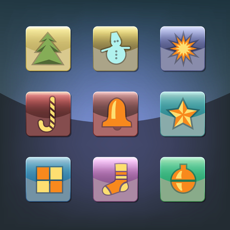 Christmas colorful icons setのイラスト素材