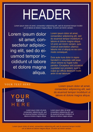 Flayer template blue with orange waveのイラスト素材