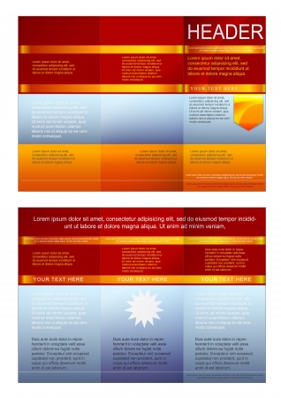 Tri-fold red and blue flyer or brochure templateのイラスト素材