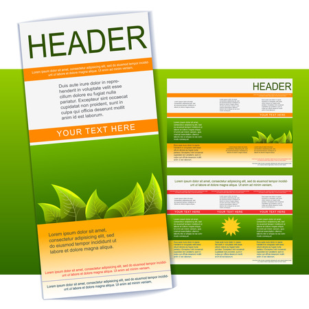 Tri-fold green and orange flyer or brochure templateのイラスト素材