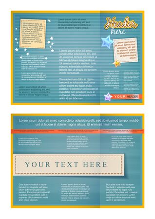 Tri-fold flyer or brochure template blue with starsのイラスト素材