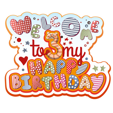 Birthday Invitation Card - 3 years oldのイラスト素材