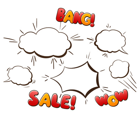 Isolated Comics Elements Set Of Bubbles, Splashes, Clouds, Signsのイラスト素材