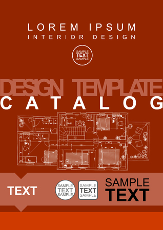 Architectural Flyer Or Cover Template With Technical Drawing Backgroundのイラスト素材