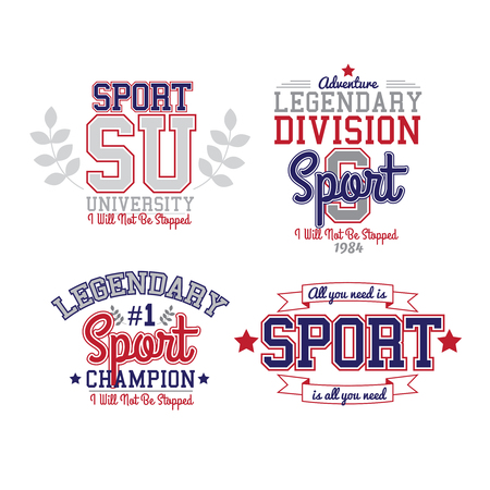 Retro Monochrome Sport Badge Collection Varsity Styleのイラスト素材