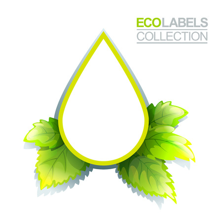 Bright green label template with leaves for organic, natural and eco productsのイラスト素材