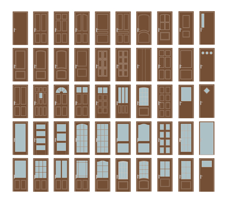 50 Doors Set. Big Interior Doors Design Collectionのイラスト素材