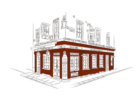 Style Sketch. Pub, Londonのイラスト素材