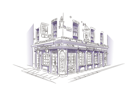 Style Sketch. Pub, Londonのイラスト素材