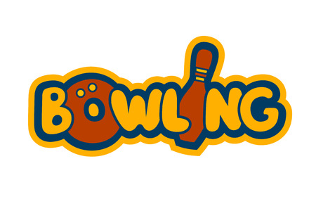 Bright Cartoon Bowling Sign Template for Identity, Card, Tag or Flyerのイラスト素材