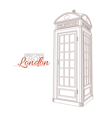 London Greeting Card Template. Traditional Telephone Boothのイラスト素材