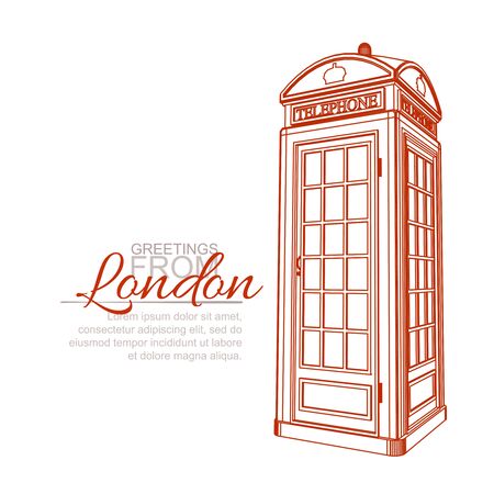 London Greeting Card Template. Traditional Telephone Boothのイラスト素材