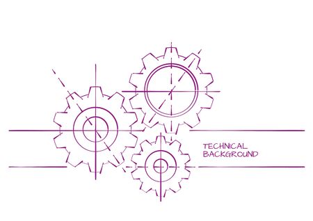 Hand Drawn Abstract Technical Backgroung Template on Whiteのイラスト素材