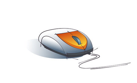 Color Vector Technical Drawing Of Computer Mouse Design Concept Isolated On Whiteのイラスト素材