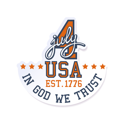 Color Vector 4-th July Badge. USA Independence Day Celebrationのイラスト素材