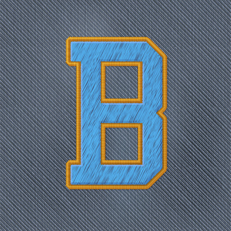 Color Vector Realistic Embroidery Patch Alphabet. Editable Colors. Letter Bのイラスト素材