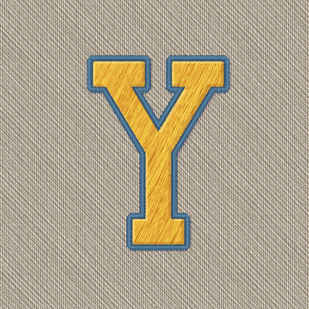 Color Vector Realistic Embroidery Patch Alphabet. Editable Colors. Letter Yのイラスト素材