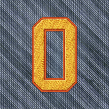 Color Vector Realistic Embroidery Patch Numbers. Editable Colors. Number 0のイラスト素材