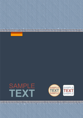 Vector Design Of A4 Flyer, Cover Or Poster Template. Realistic Closeup Light Blue Jeans Decorationのイラスト素材