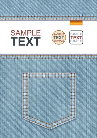 Vector Design Of A4 Flyer, Cover Or Poster Template. Realistic Closeup Denim With Pocket Decorationのイラスト素材