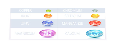 Colorful Vector Table Template Of Diet Minerals Supplementのイラスト素材