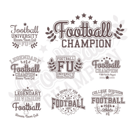 Set Of Vector Monochrome Football Badges Varsity Styleのイラスト素材