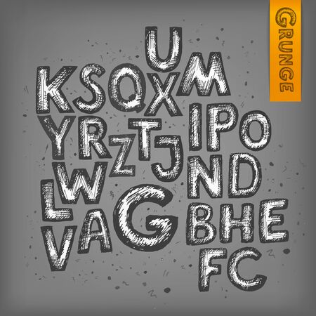 Hand Drawn Vector Font. Realistic Ink Drawn Styleのイラスト素材