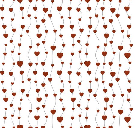 Cute Vector Seamless Pattern With Heart Shapes And Waves On Whiteの写真素材