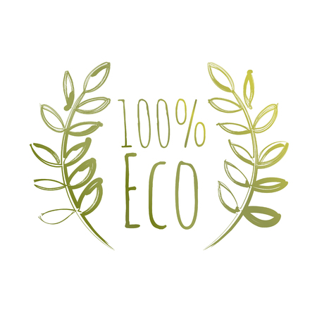 Green Handdrawn Eco Label.のイラスト素材