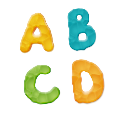 Vector Photo Realistic Plasticine Clay Alphabet. Quality Close Up View.のイラスト素材