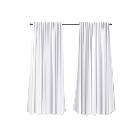 Vector Photo Realistic White Blank Curtains Templateのイラスト素材