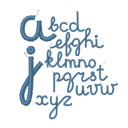 Realistic Vector Embroidered Alphabet Isolated On Whiteのイラスト素材