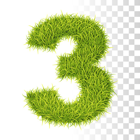 2. Vector Number Two Illustration. Fresh Green Grass Realistic Textureのイラスト素材
