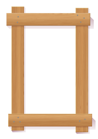 Vector Plank Frame Illustration With Realistic Wood Texture Isolated On Whiteのイラスト素材