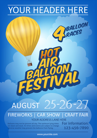 Hot Air Balloons Festival Vector Poster Templateのイラスト素材