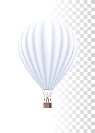 Hot Air Balloon White Template On The Transparent Background. Vector Realistic 3d Illustrationのイラスト素材