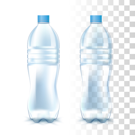 Clear Empty Transparent Plastic Bottle. 3d Vector Photo Realistic Mockupのイラスト素材
