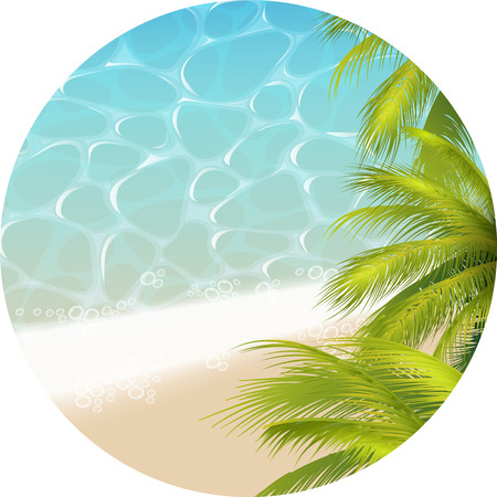 Round Sticker, Icon Or Banner Template. Tropical ParadizeThemeのイラスト素材