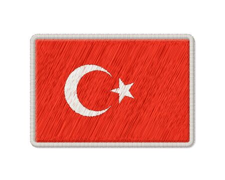 Flag Of Turkey Patch. Vector Photo Realistic Embroidery Isolated On White Background.のイラスト素材
