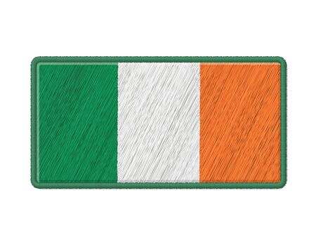 Flag Of Republic of Ireland Patch. Vector Photo Realistic Embroidery Isolated On White Background.のイラスト素材
