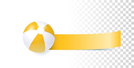 Bright Yellow Summer Banner With Beach Ball Illustration On Transparent Backgroundのイラスト素材